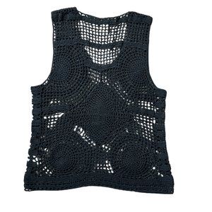 90s Vintage Black Crochet Top